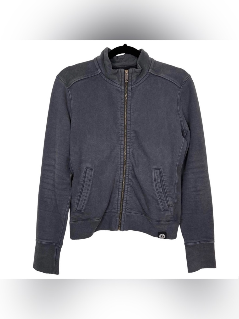 American Giant Womens Moto Full Zip Sweatshirt Medium Gray Jacket Cotton USA